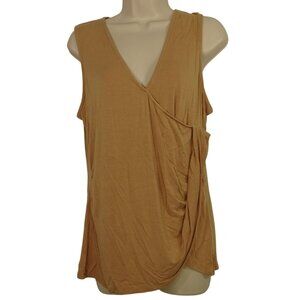 Venus Sleeveless Drape Detail Sleeveless Top Women Size XL Tan V-neck